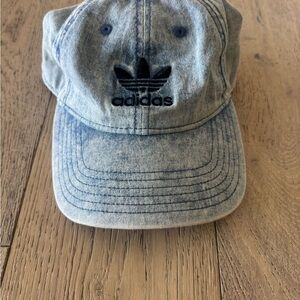 Adidas Denim Washed Baseball Hat With Black Logo